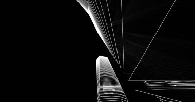 3d mimari duvar kağıdı tasarımı, dijital bina çizimi 