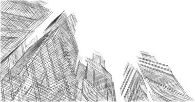 Mimari sanat konseptinde soyut çizgiler, minimum geometrik şekiller. 