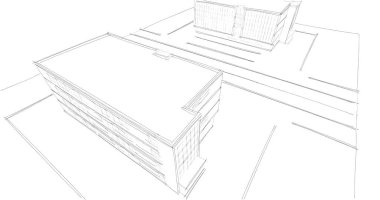 Mimari sanat konseptinde soyut çizgiler, minimum geometrik şekiller. 