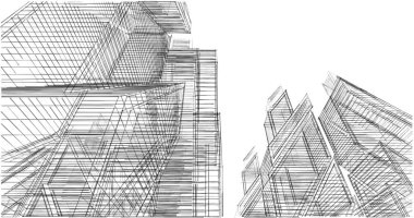 Mimari sanat konseptinde soyut çizgiler, minimum geometrik şekiller. 