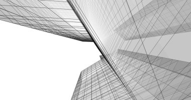 Arkaplanda mimari bina 3d illüstrasyon