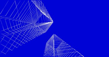 Mimari sanat konseptinde soyut çizgiler, minimum geometrik şekiller. 