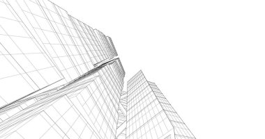 Arkaplanda mimari bina 3d illüstrasyon