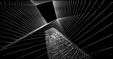 Mimari sanat konseptinde soyut çizgiler, minimum geometrik şekiller. 