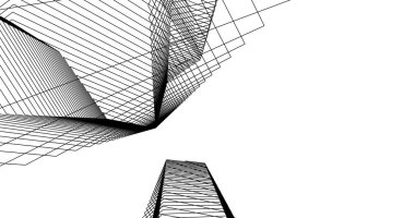 Mimari sanat konseptinde soyut çizgiler, minimum geometrik şekiller. 