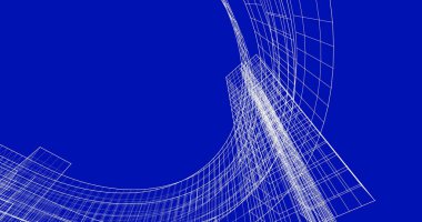 Arkaplanda mimari bina 3d illüstrasyon