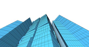 Arkaplanda mimari bina 3d illüstrasyon