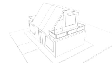 Arkaplanda mimari bina 3d illüstrasyon