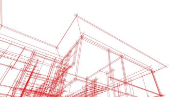 Mimari sanat konseptinde soyut çizgiler, minimum geometrik şekiller. 