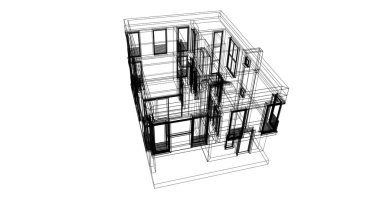 Arkaplanda mimari bina 3d illüstrasyon