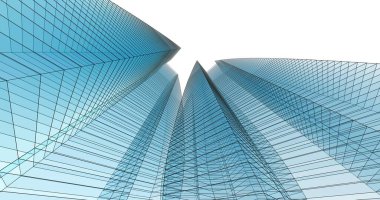 Arkaplanda mimari bina 3d illüstrasyon