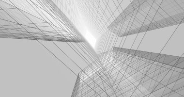 Arkaplanda mimari bina 3d illüstrasyon