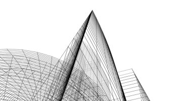 Mimari sanat konseptinde soyut çizgiler, minimum geometrik şekiller. 