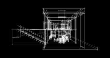 Arkaplanda mimari bina 3d illüstrasyon