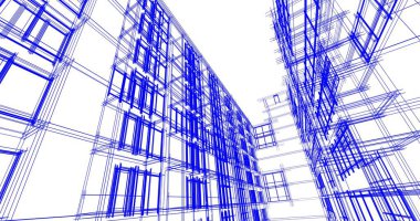 Mimari sanat konseptinde soyut çizgiler, minimum geometrik şekiller. 