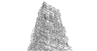 Mimari sanat konseptinde soyut çizgiler, minimum geometrik şekiller. 