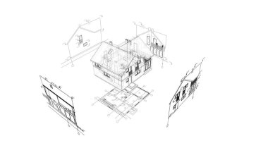 Mimari sanat konseptinde soyut çizgiler, minimum geometrik şekiller. 