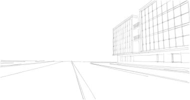 Mimari sanat konseptinde soyut çizgiler, minimum geometrik şekiller. 