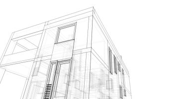 Mimari sanat konseptinde soyut çizgiler, minimum geometrik şekiller. 