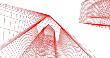 3d mimari duvar kağıdı tasarımı, dijital bina çizimi 