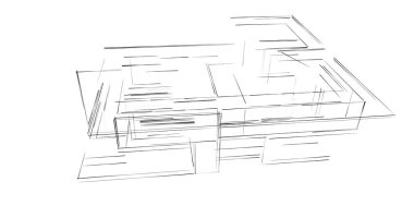 Arkaplanda mimari bina 3d illüstrasyon