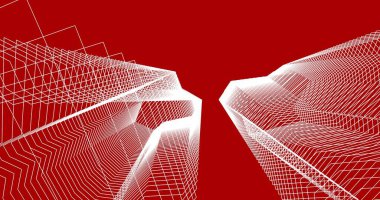 Mimari sanat konseptinde soyut çizgiler, minimum geometrik şekiller. 