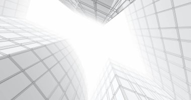 Arkaplanda mimari bina 3d illüstrasyon