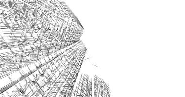 Mimari sanat konseptinde soyut çizgiler, minimum geometrik şekiller. 