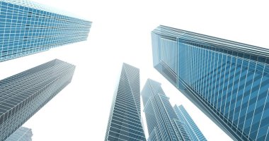 Arkaplanda mimari bina 3d illüstrasyon