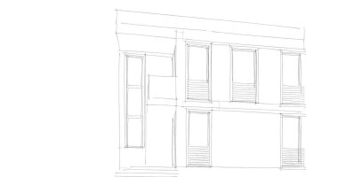 Arkaplanda mimari bina 3d illüstrasyon