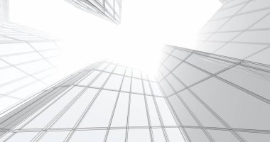 Arkaplanda mimari bina 3d illüstrasyon