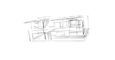 Mimari sanat konseptinde soyut çizgiler, minimum geometrik şekiller. 