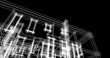 Mimari sanat konseptinde soyut çizgiler, minimum geometrik şekiller. 