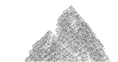 Mimari sanat konseptinde soyut çizgiler, minimum geometrik şekiller. 
