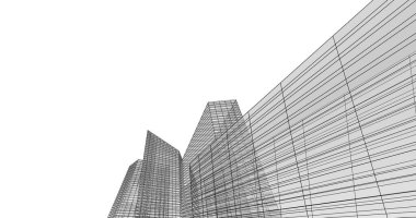 Arkaplanda mimari bina 3d illüstrasyon