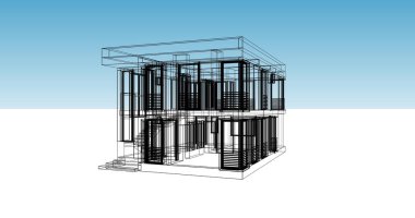 Mimari sanat konseptinde soyut çizgiler, minimum geometrik şekiller. 