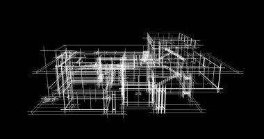 Mimari sanat konseptinde soyut çizgiler, minimum geometrik şekiller. 