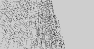 Arkaplanda mimari bina 3d illüstrasyon