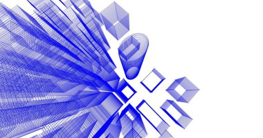 Arkaplanda mimari bina 3d illüstrasyon