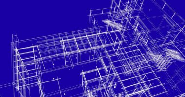 Arkaplanda mimari bina 3d illüstrasyon