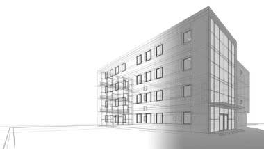 Mimari sanat konseptinde soyut çizgiler, minimum geometrik şekiller. 