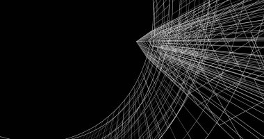 Mimari sanat konseptinde soyut çizgiler, minimum geometrik şekiller. 