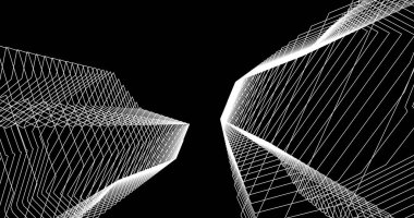 Mimari sanat konseptinde soyut çizgiler, minimum geometrik şekiller. 