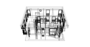 Arkaplanda mimari bina 3d illüstrasyon