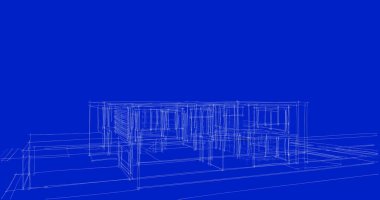 Arkaplanda mimari bina 3d illüstrasyon