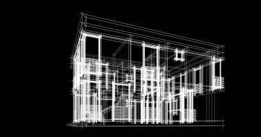 Mimari sanat konseptinde soyut çizgiler, minimum geometrik şekiller. 
