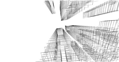 Arkaplanda mimari bina 3d illüstrasyon