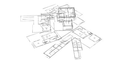 Mimari sanat konseptinde soyut çizgiler, minimum geometrik şekiller. 