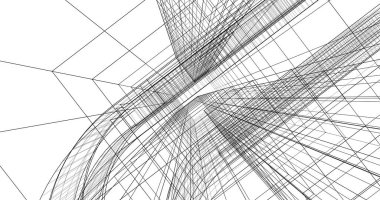 Mimari sanat konseptinde soyut çizgiler, minimum geometrik şekiller. 