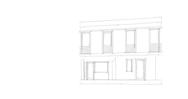 Arkaplanda mimari bina 3d illüstrasyon